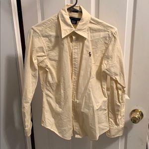 Yellow and white stripe long sleeve polo